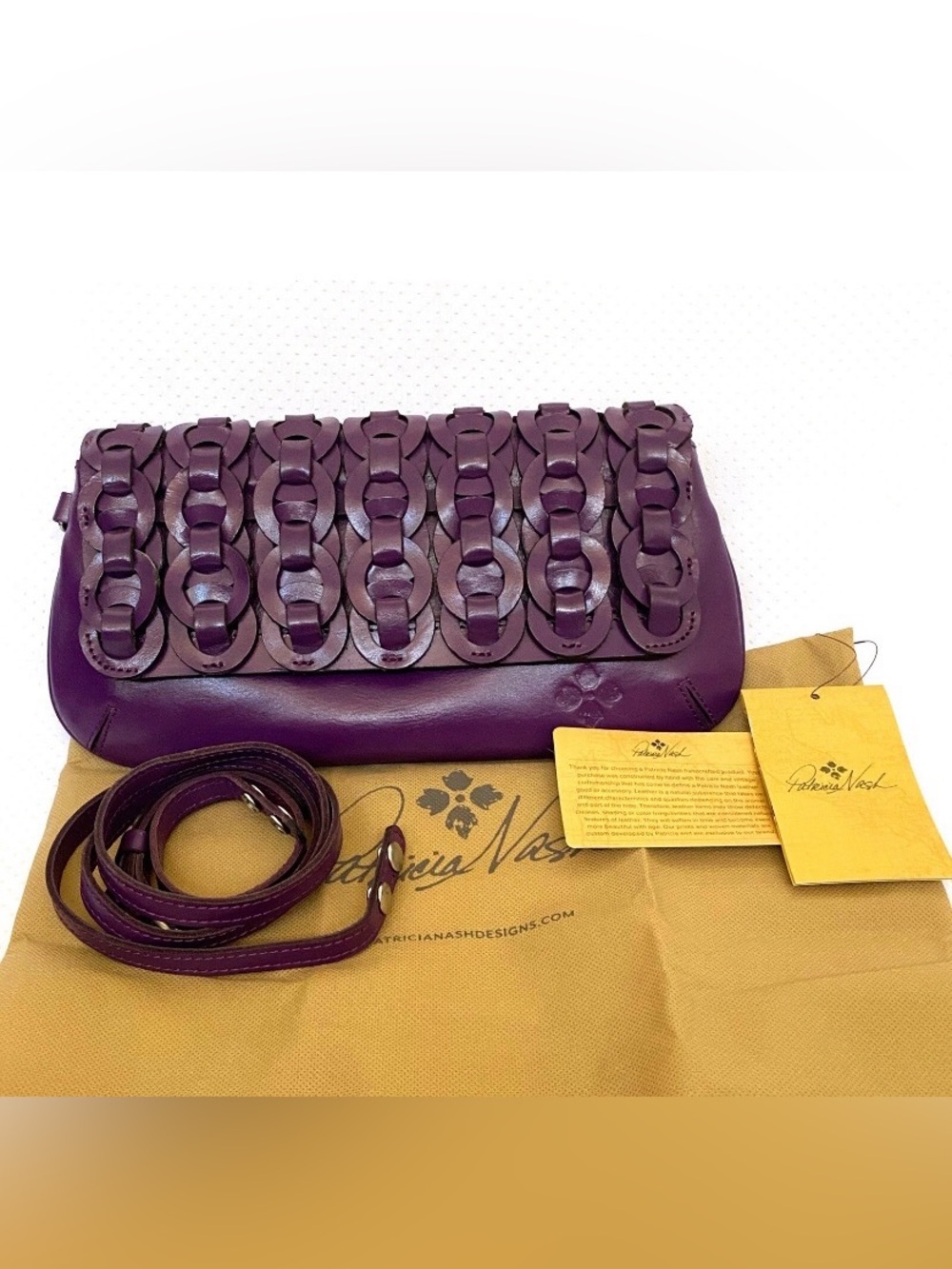 Patricia Nash Baku genuine leather plum jam clutch/crossbody
